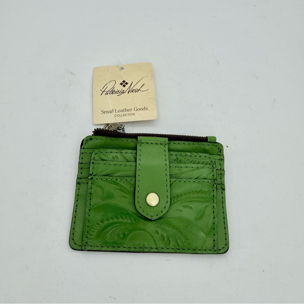 Patricia Nash new women’s Foliage Cassis Card case wallet green genuine leather